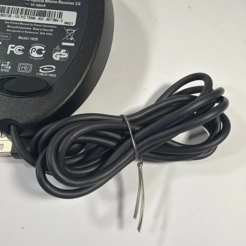 Microsoft Wireless Optical Mouse Receiver 3.0 Model 1026 USB Receiver Black